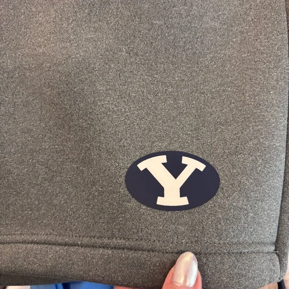 Nike Men's Grey Athletic Elastic Waist BYU Shorts Medium Brigham Young On Field